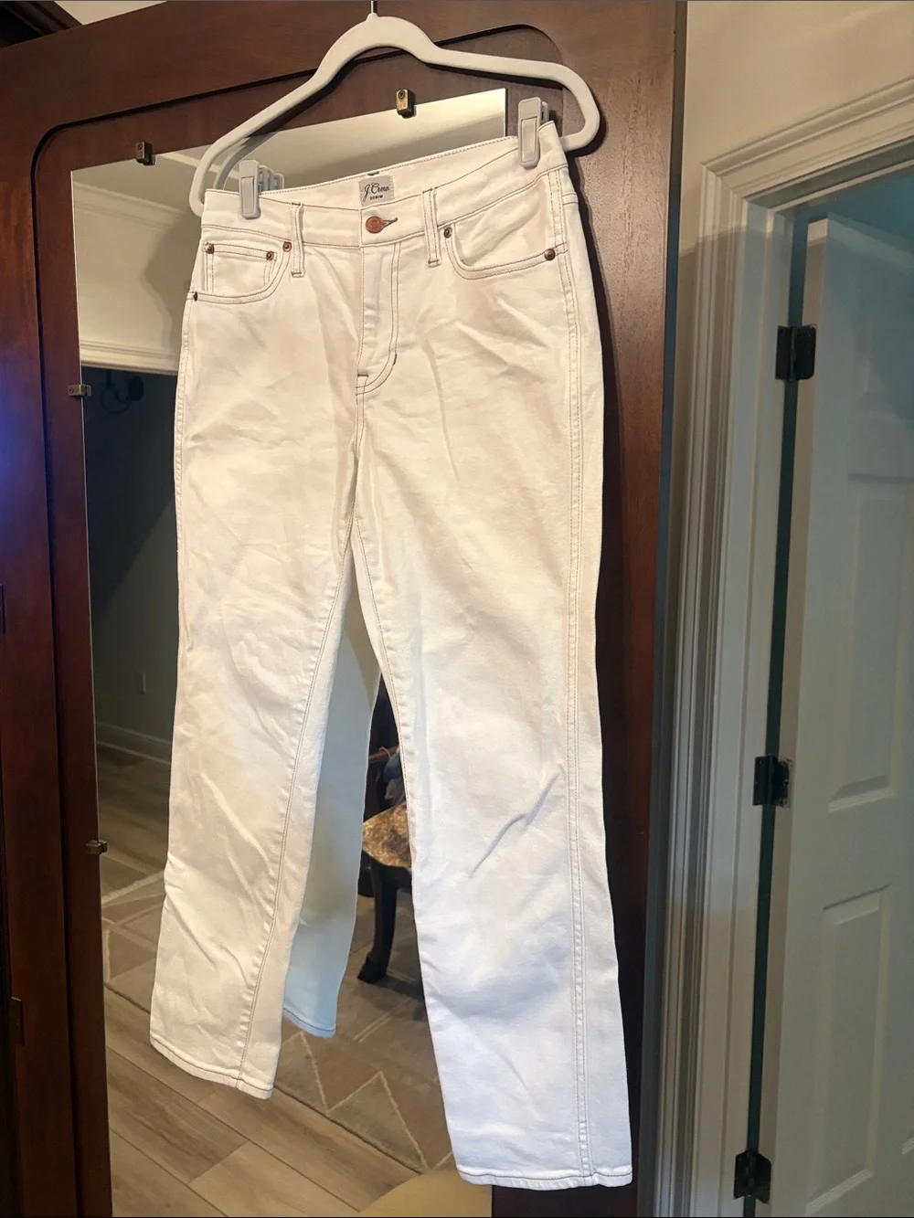 J Crew White Women's High-Rise Straight Jeans